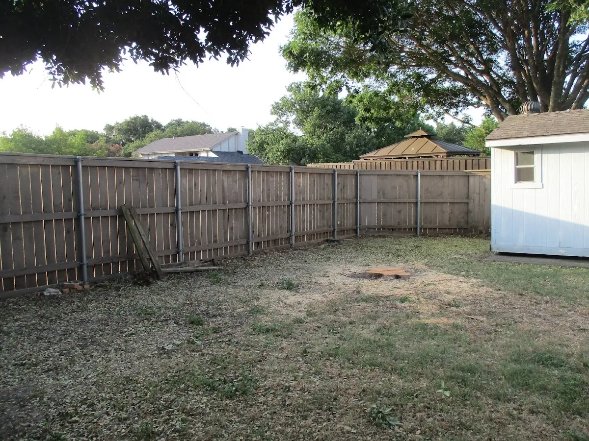 Cleared yard after professional tree removal in Tennessee Colony